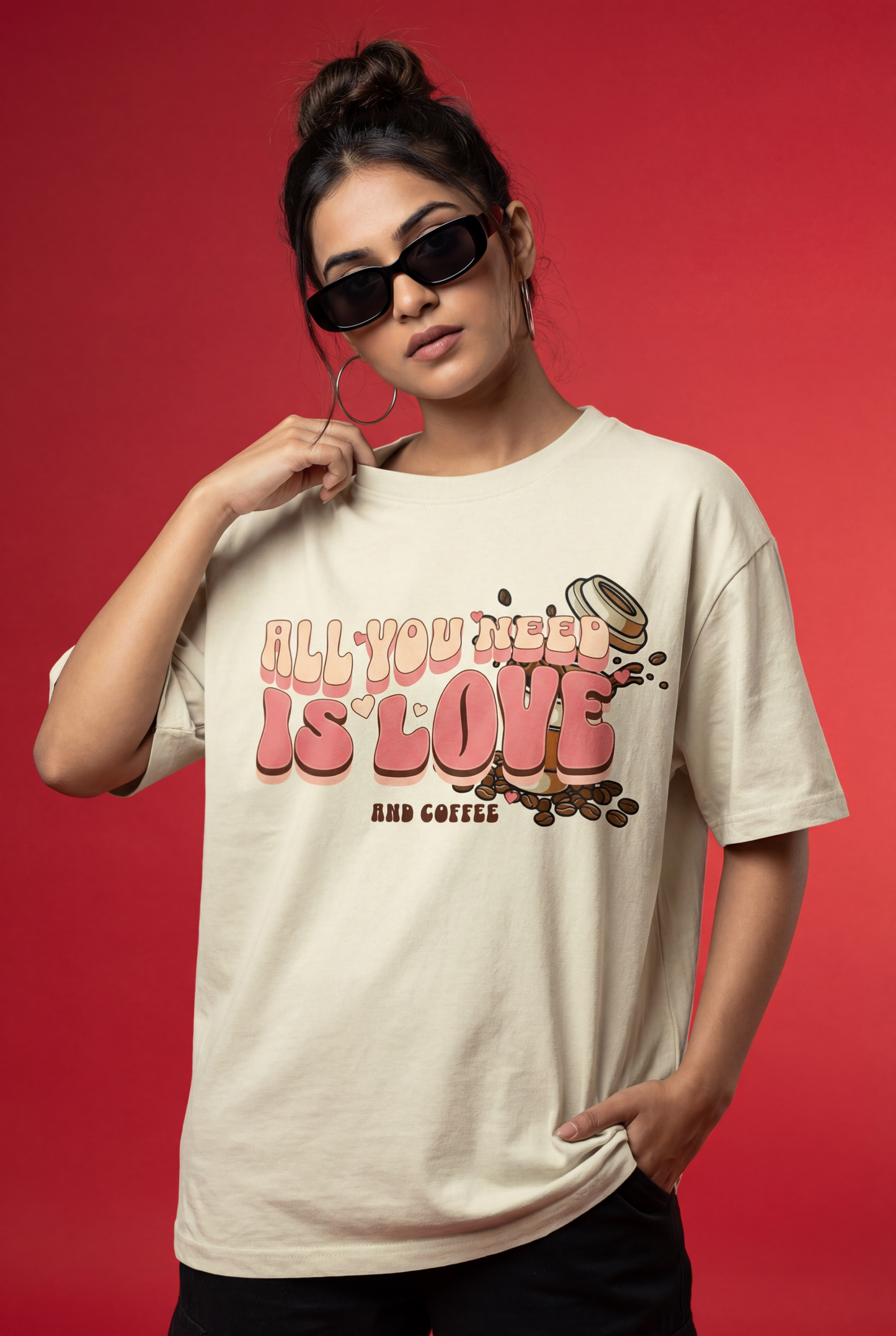 LOVE & COFFEE Oversized Tee